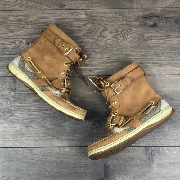 Sperry Top Sider Tan and Gold High Tops (6) - Picture 2 of 7